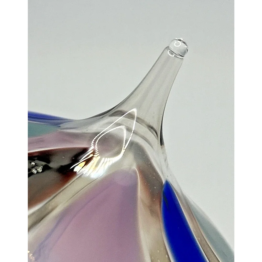 Vintage Art Glass Twisted Blue‎ Purple Green Maroon Ornament U257/10